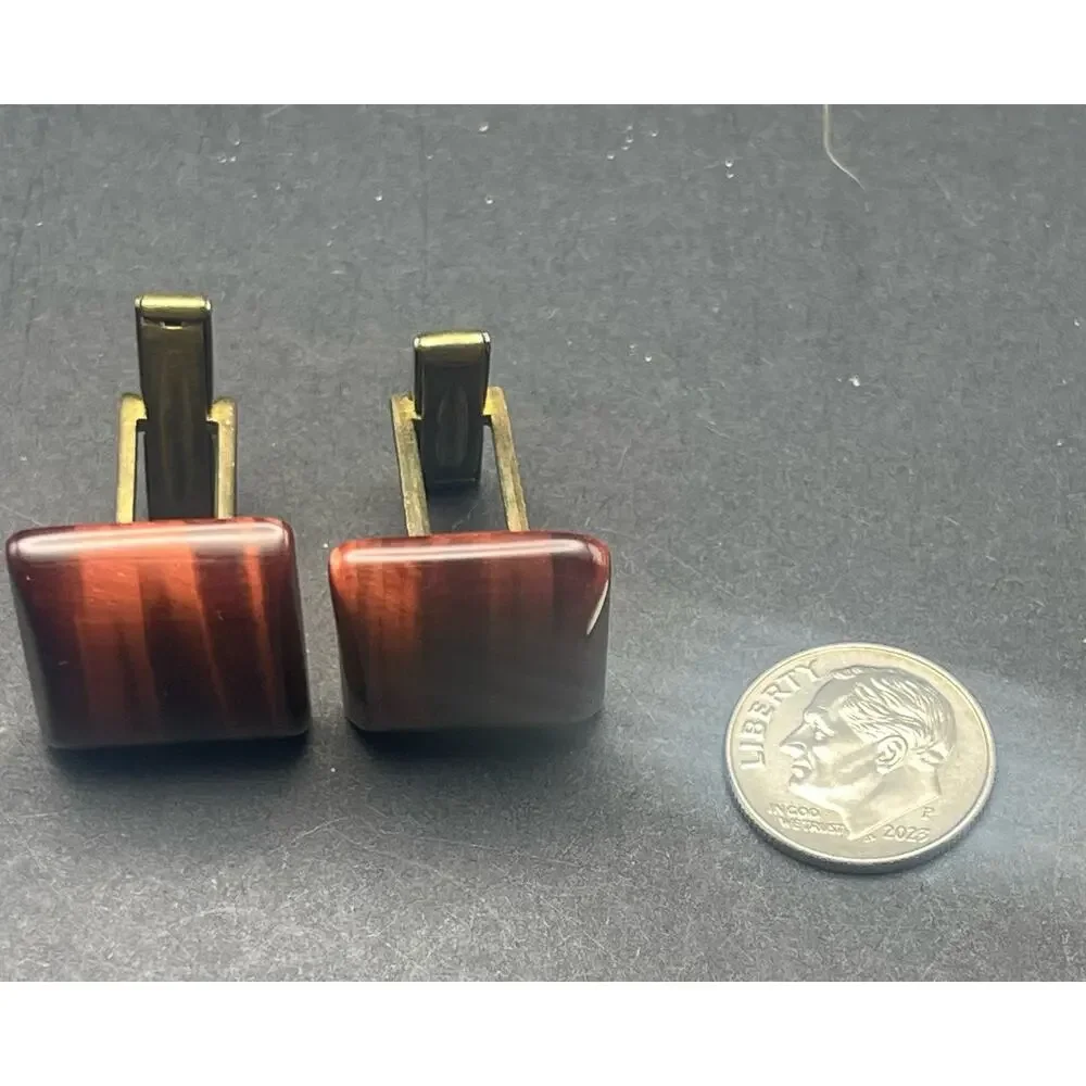 Tigers Eye Square Gemstone Cufflinks Mens Tiger's Eye Mens Jewelry Shirt Cuffs